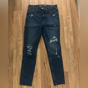 Old Navy Dark Blue Distressed Skinny Jeans